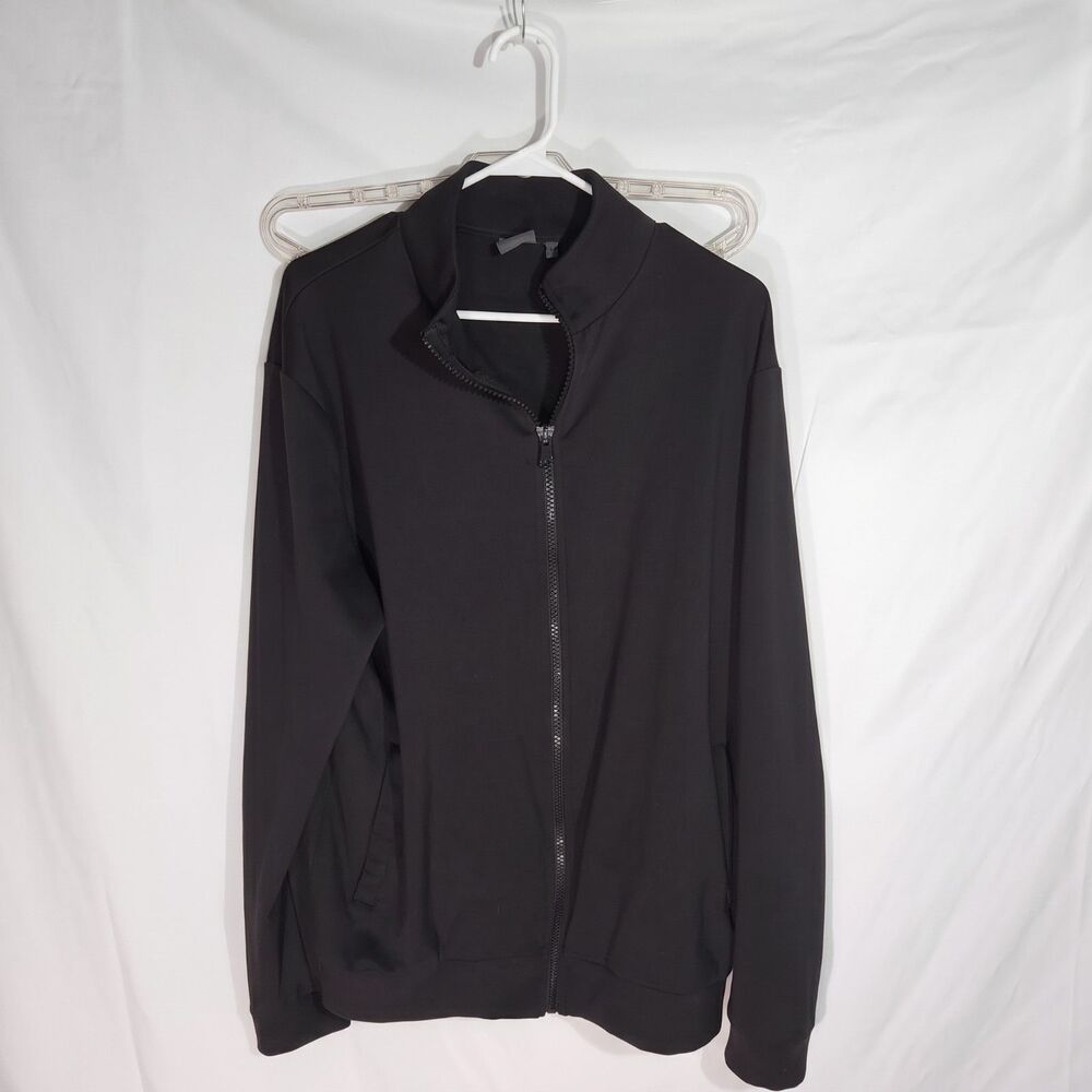 ASOS Mens Track Jacket Full Zip Bomber Athletic Sweatshirt Solid Black Size L